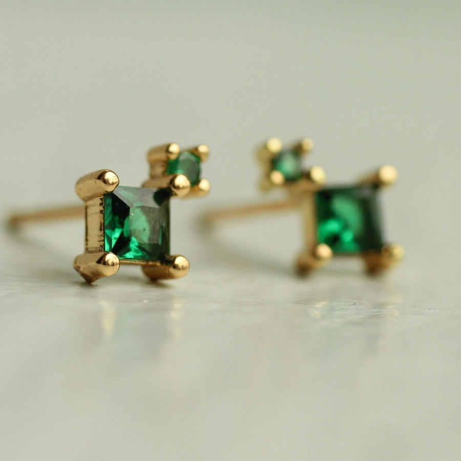Emerald Green Kite Stud Earrings