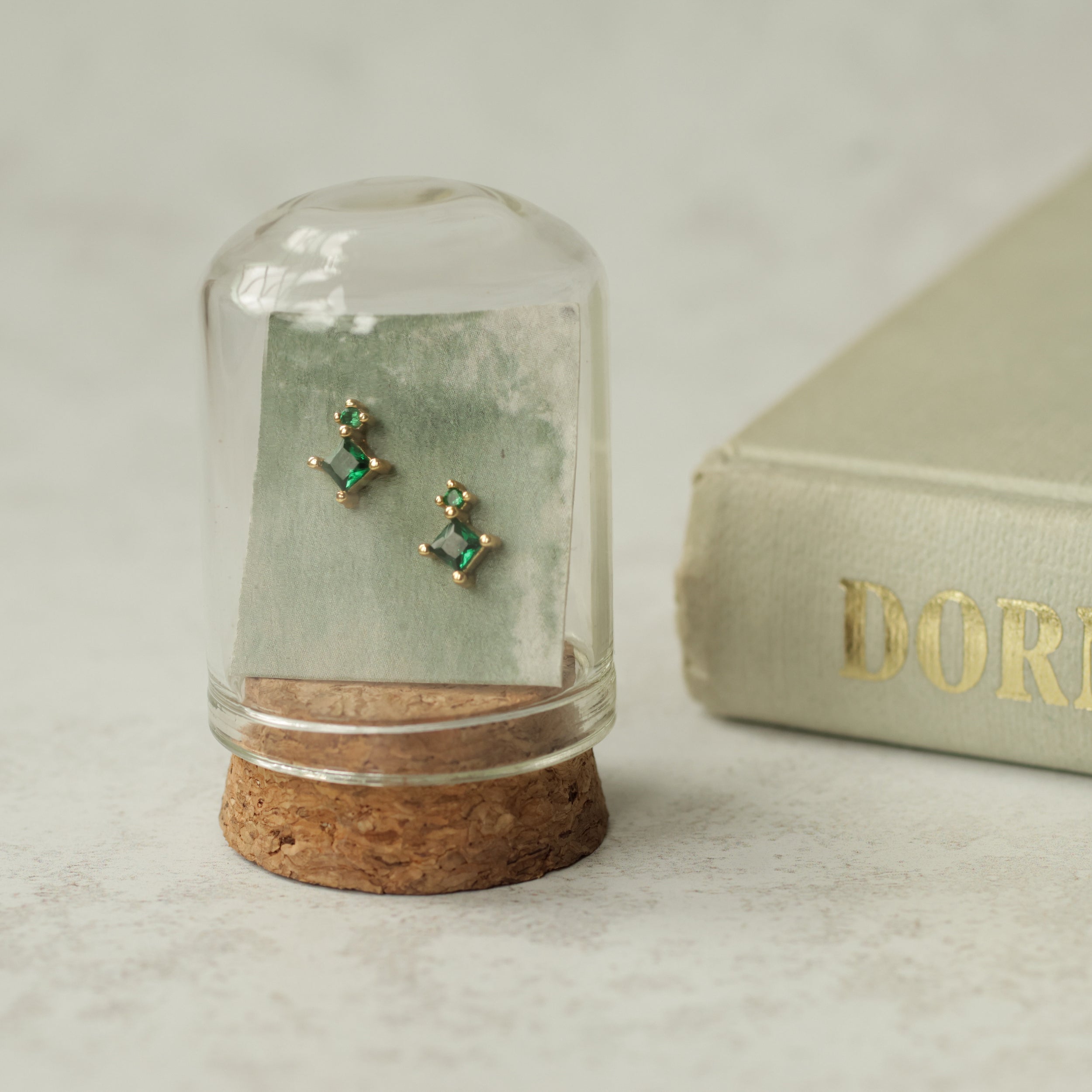 Emerald Green Kite Stud Earrings