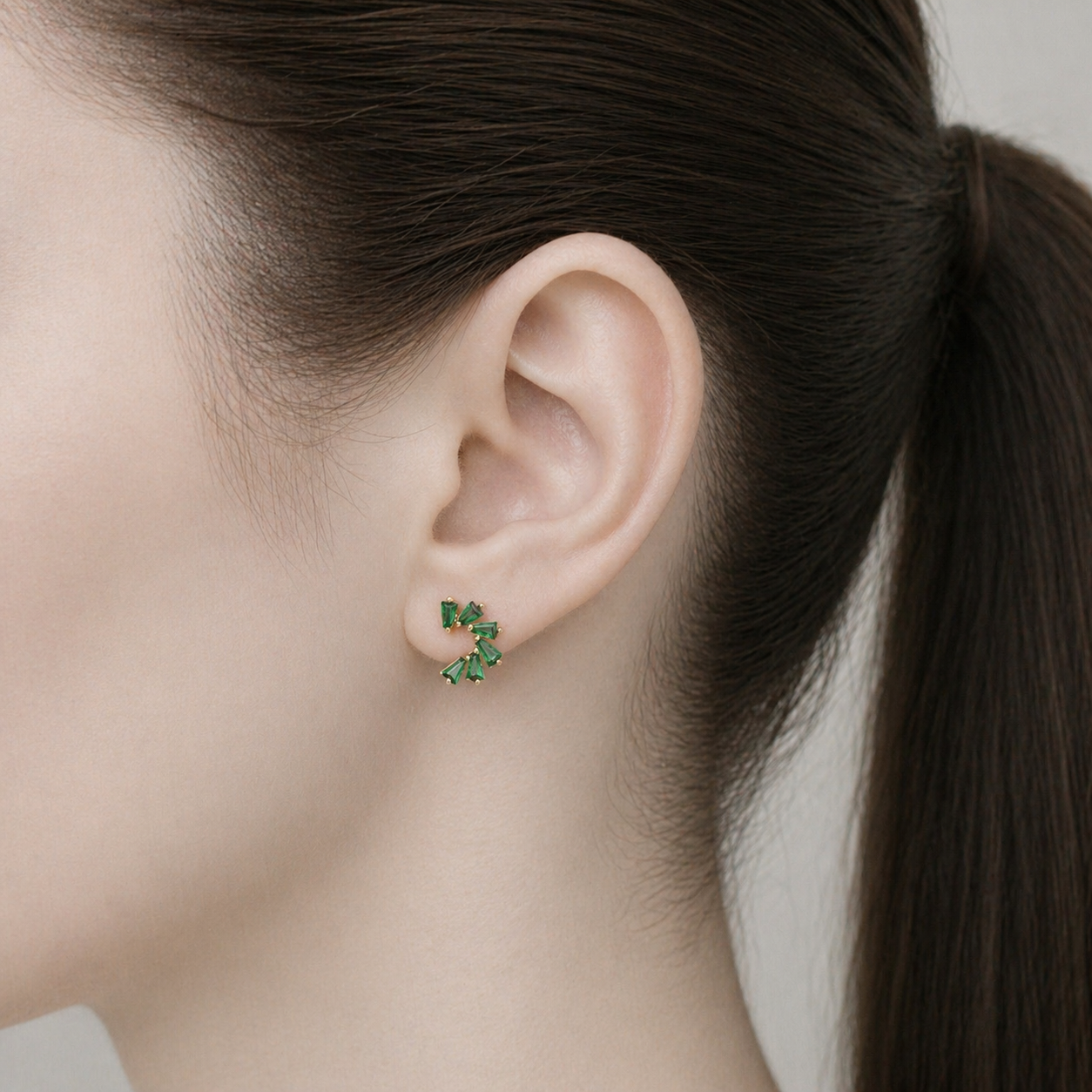 Emerald Pinwheel Stud Earrings