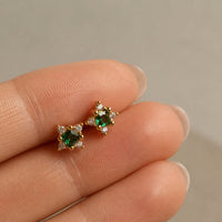 Emerald Star Stud Earrings