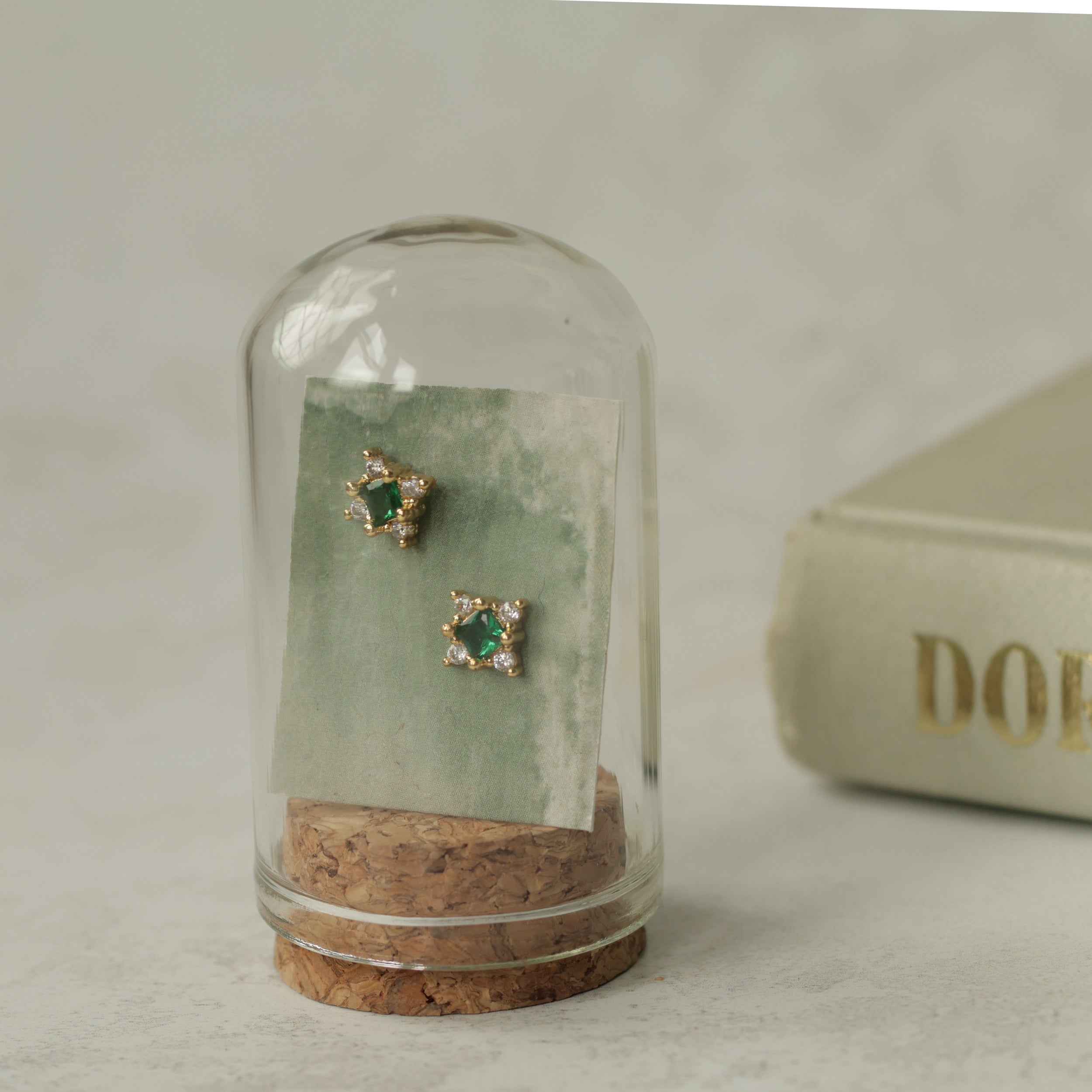 Emerald Star Stud Earrings