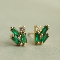 Emerald Green Statement Stud Earrings