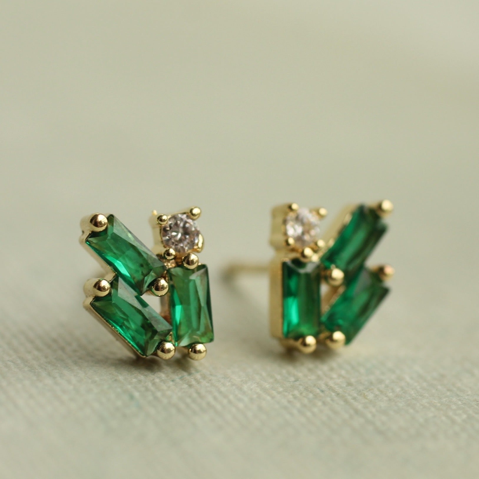 Emerald Green Statement Stud Earrings