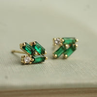 Emerald Green Statement Stud Earrings