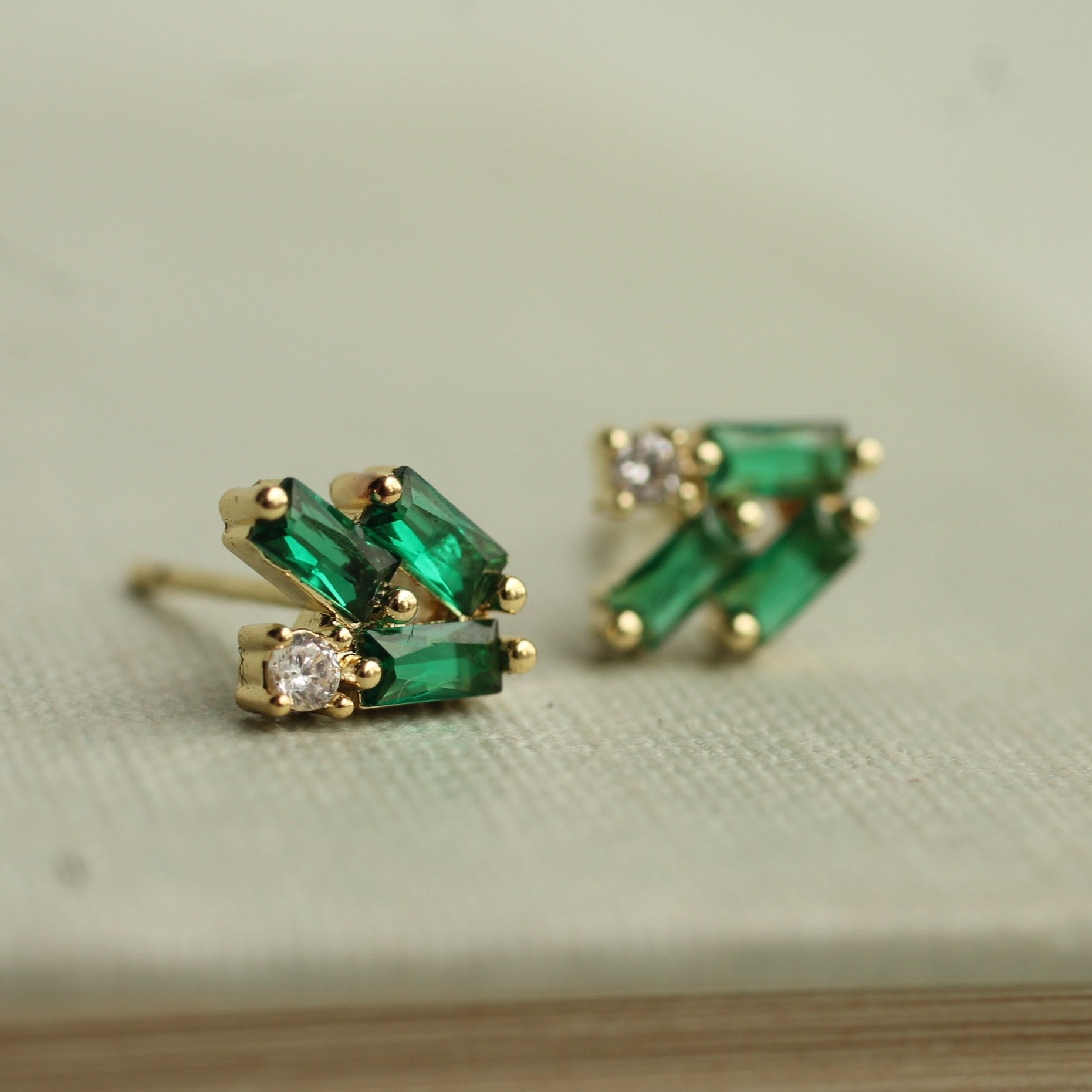 Emerald Green Statement Stud Earrings