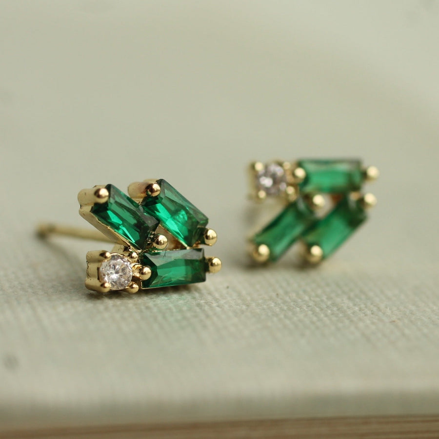 Emerald Green Statement Stud Earrings