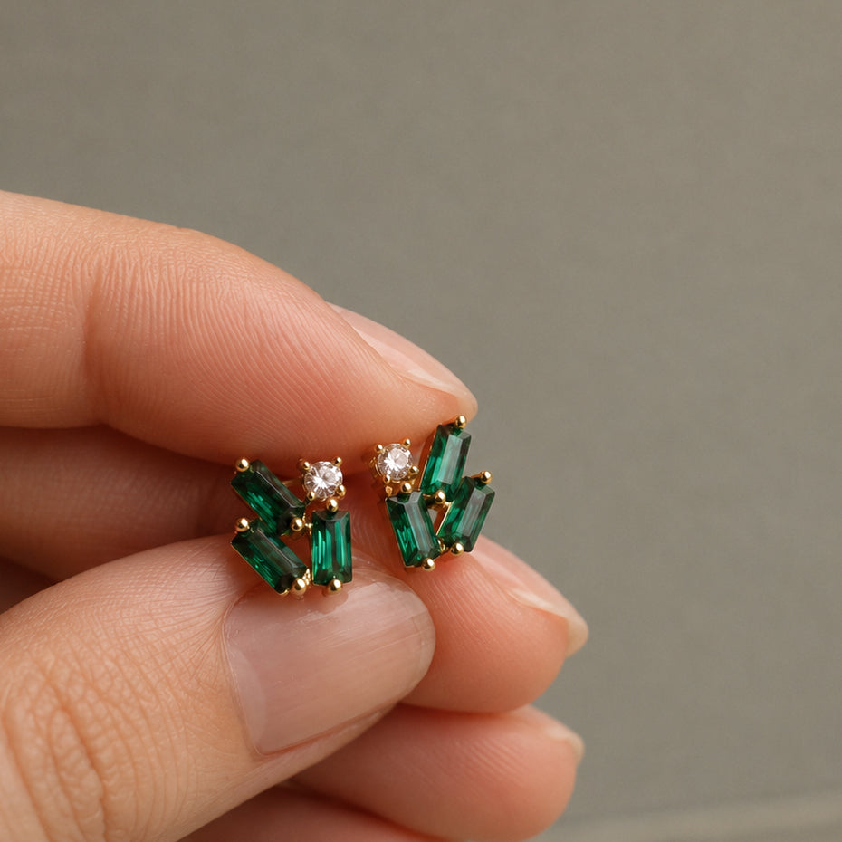 Emerald Green Statement Stud Earrings