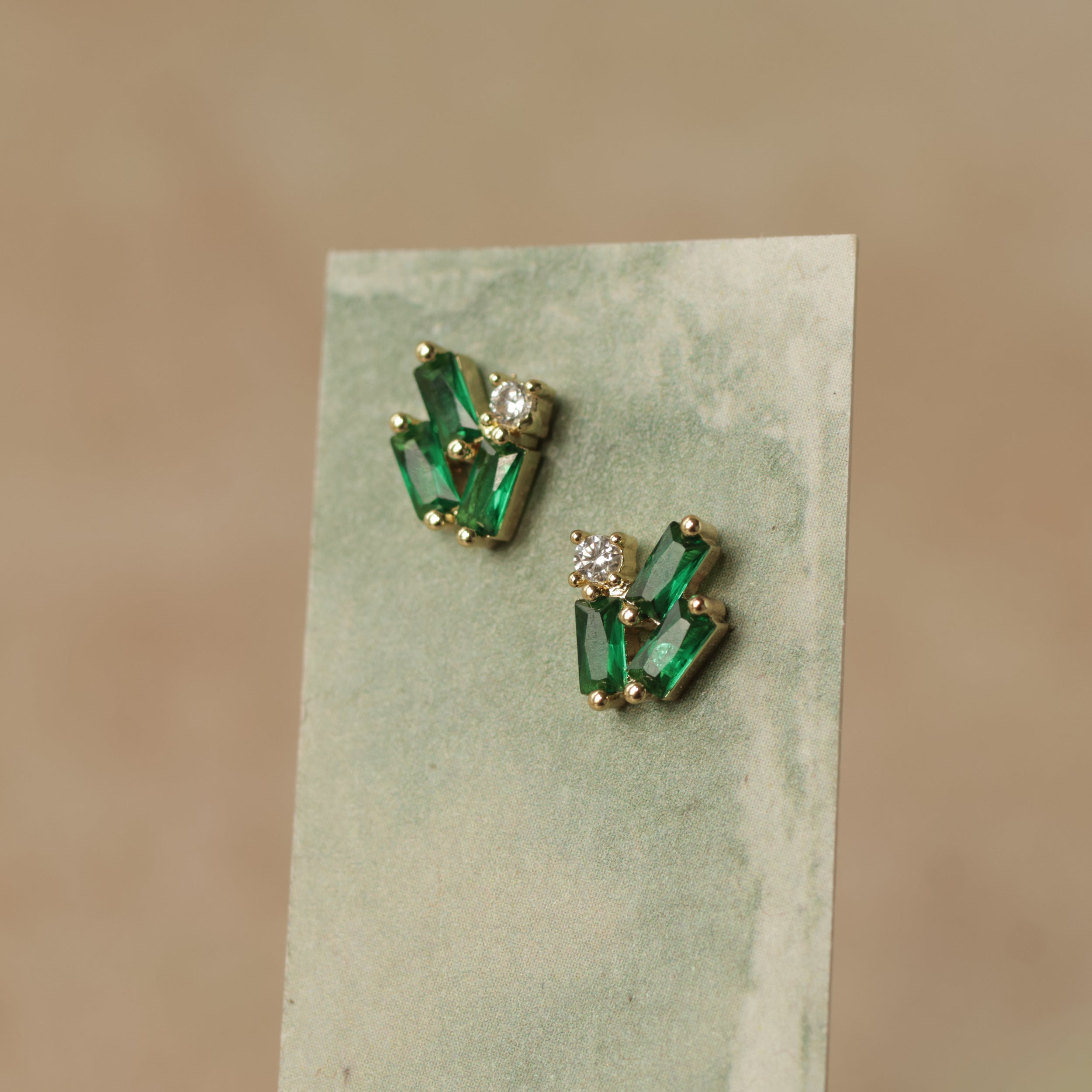Emerald Green Statement Stud Earrings
