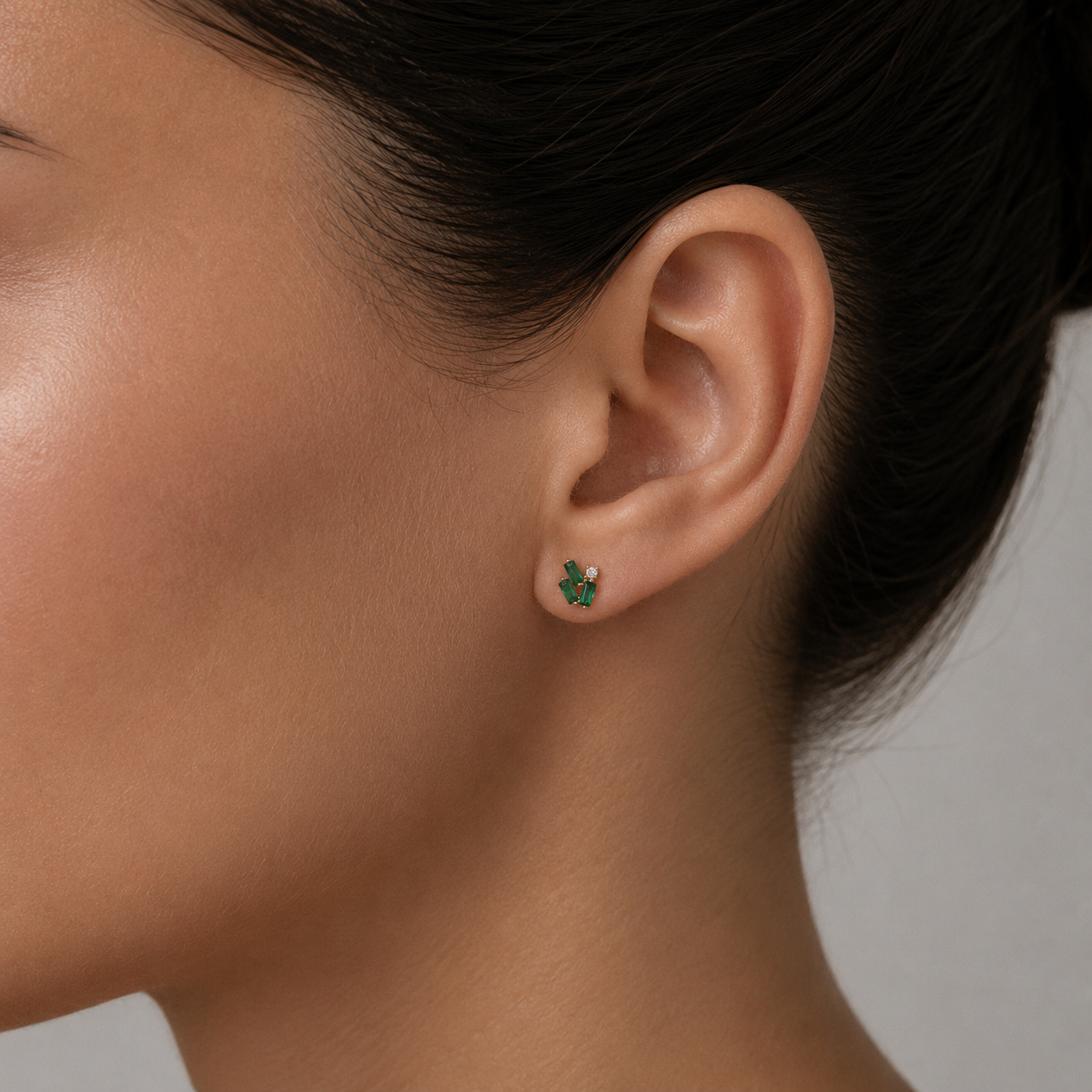 Emerald Green Statement Stud Earrings