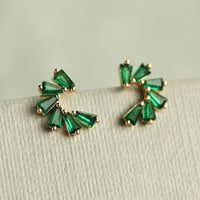 Emerald Pinwheel Stud Earrings