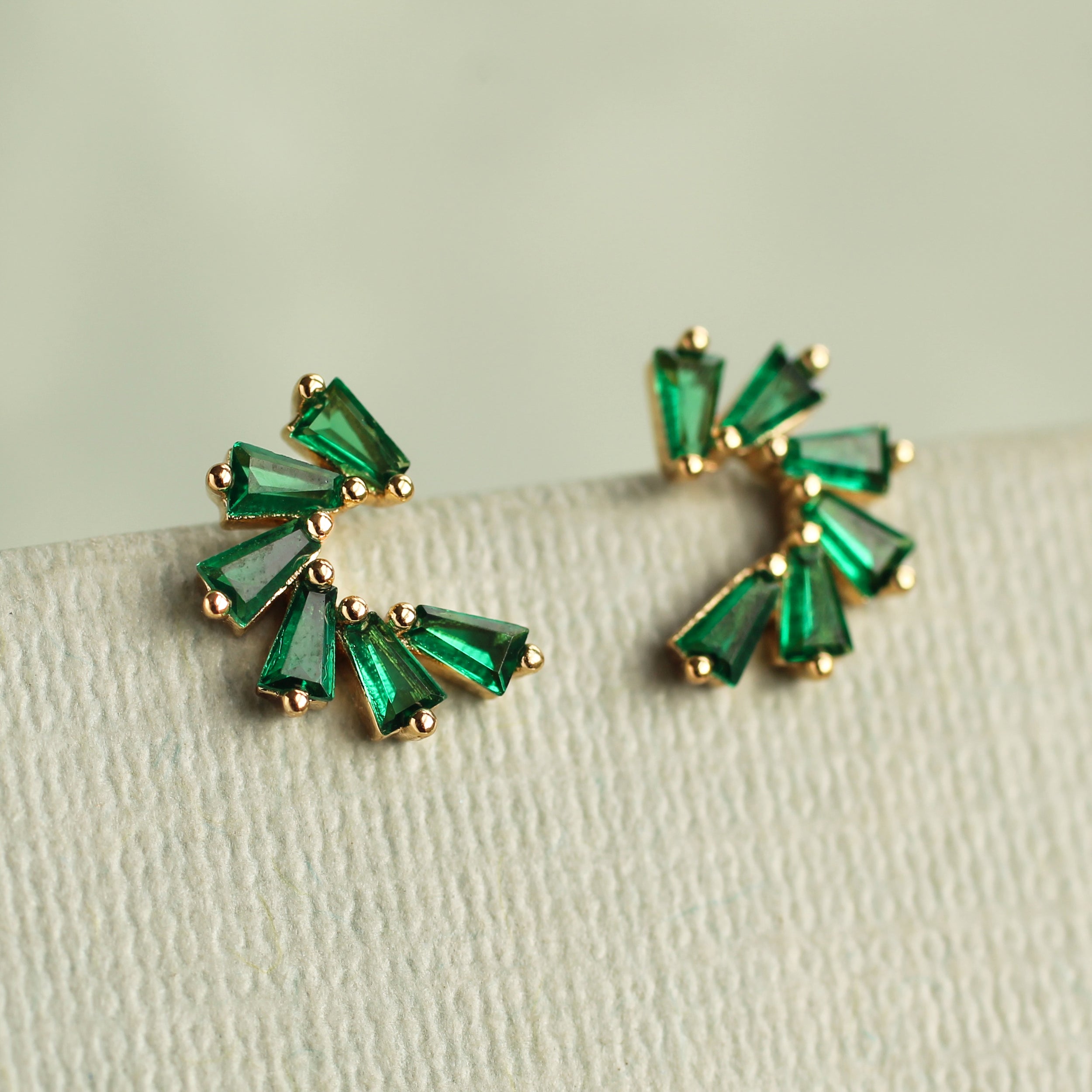 Emerald Pinwheel Stud Earrings