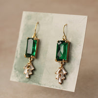 Vintage Emerald Crystal Deco Earrings