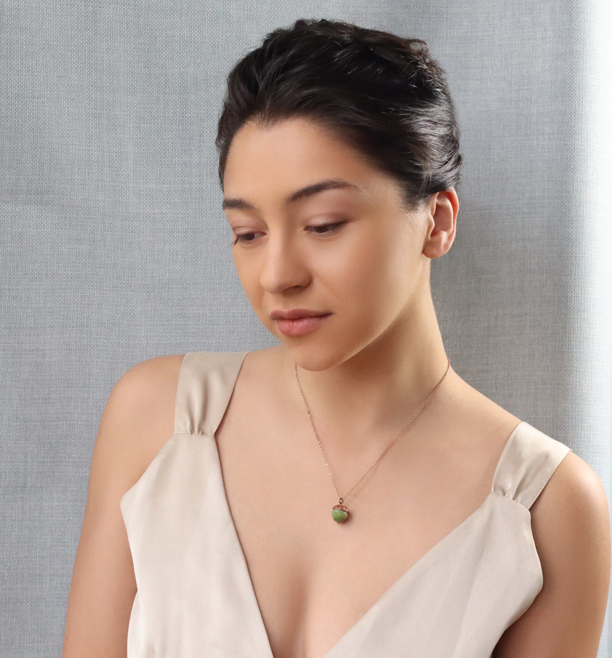Olive Acorn Necklace