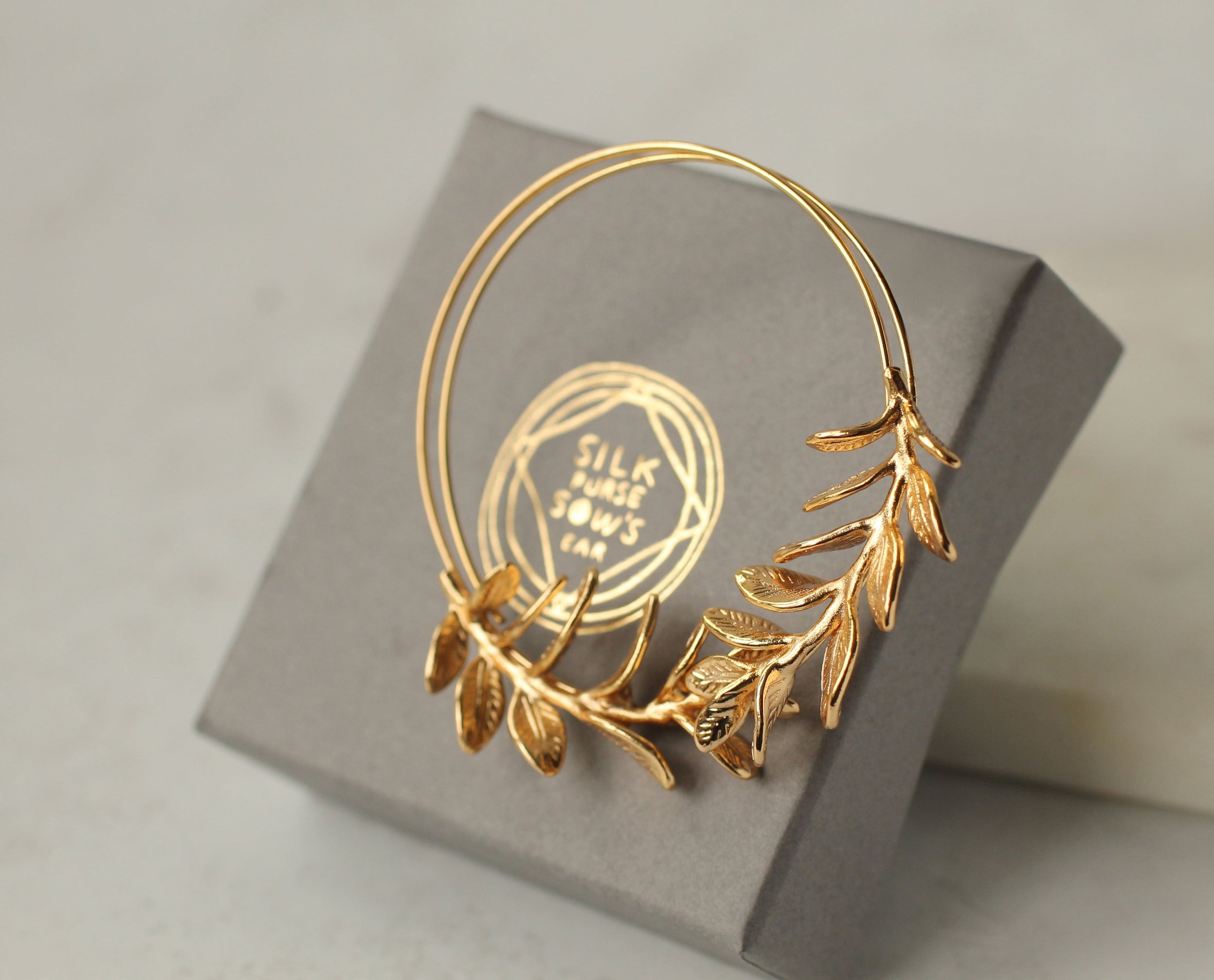 Botanical Leaf Hoop Earrings
