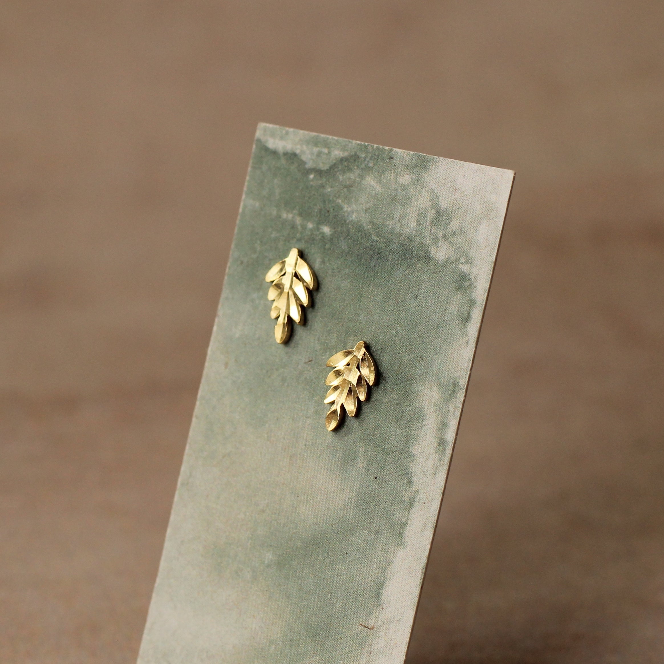 Gold Vermeil Fern Stud Earrings