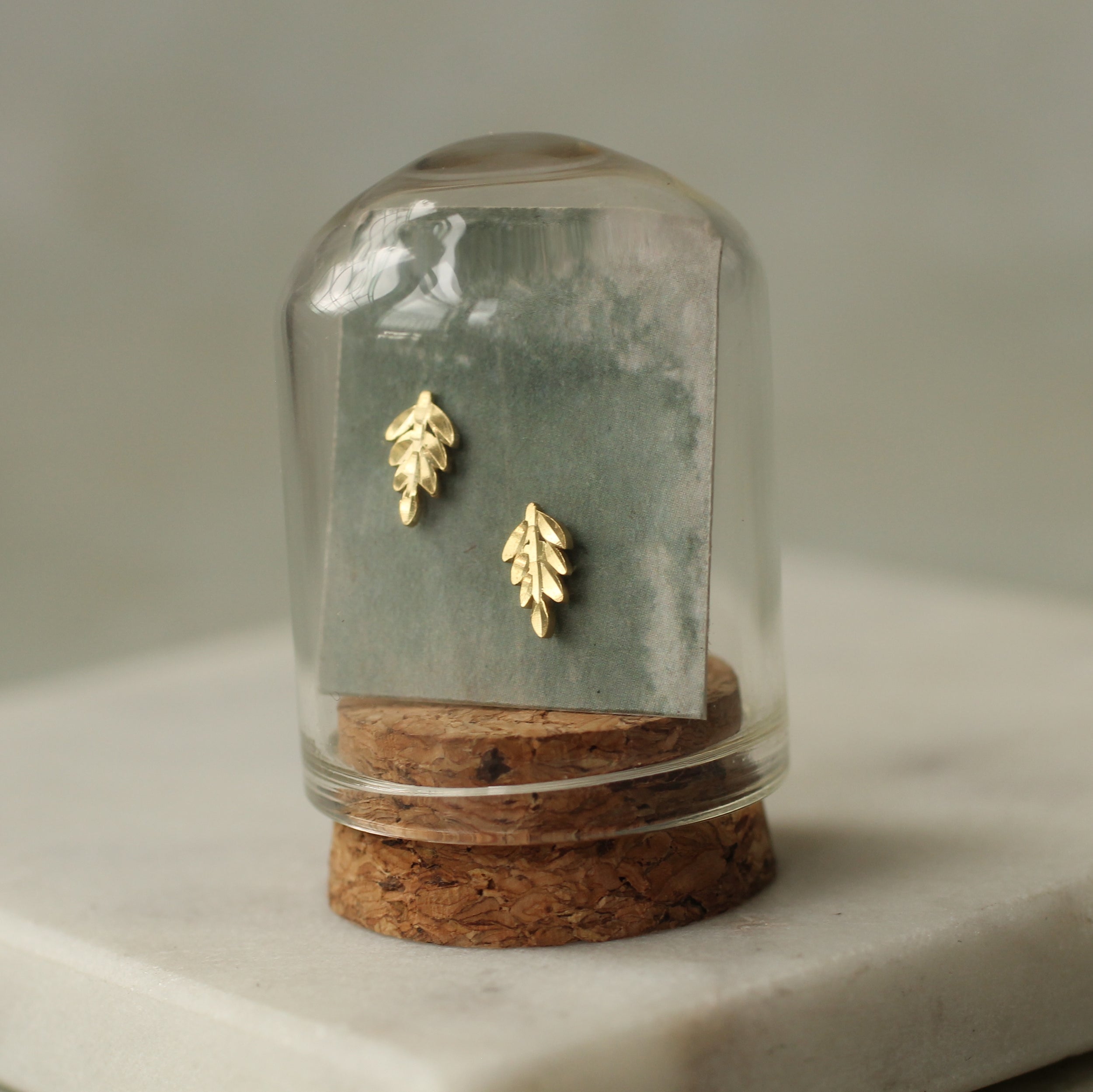 Gold Vermeil Fern Stud Earrings