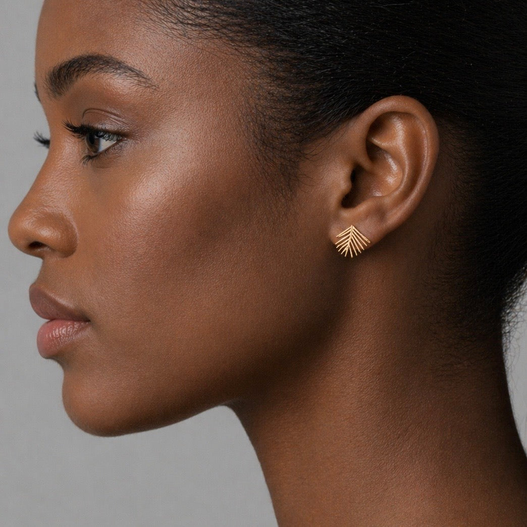 Pine Needle Fir Branch Stud Earrings