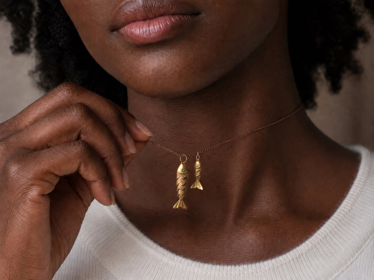 Vintage Moving Fish Necklace