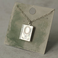 Silver Flower Book Locket Necklace