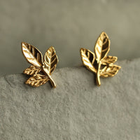 Rustic Leaf Stud Earrings