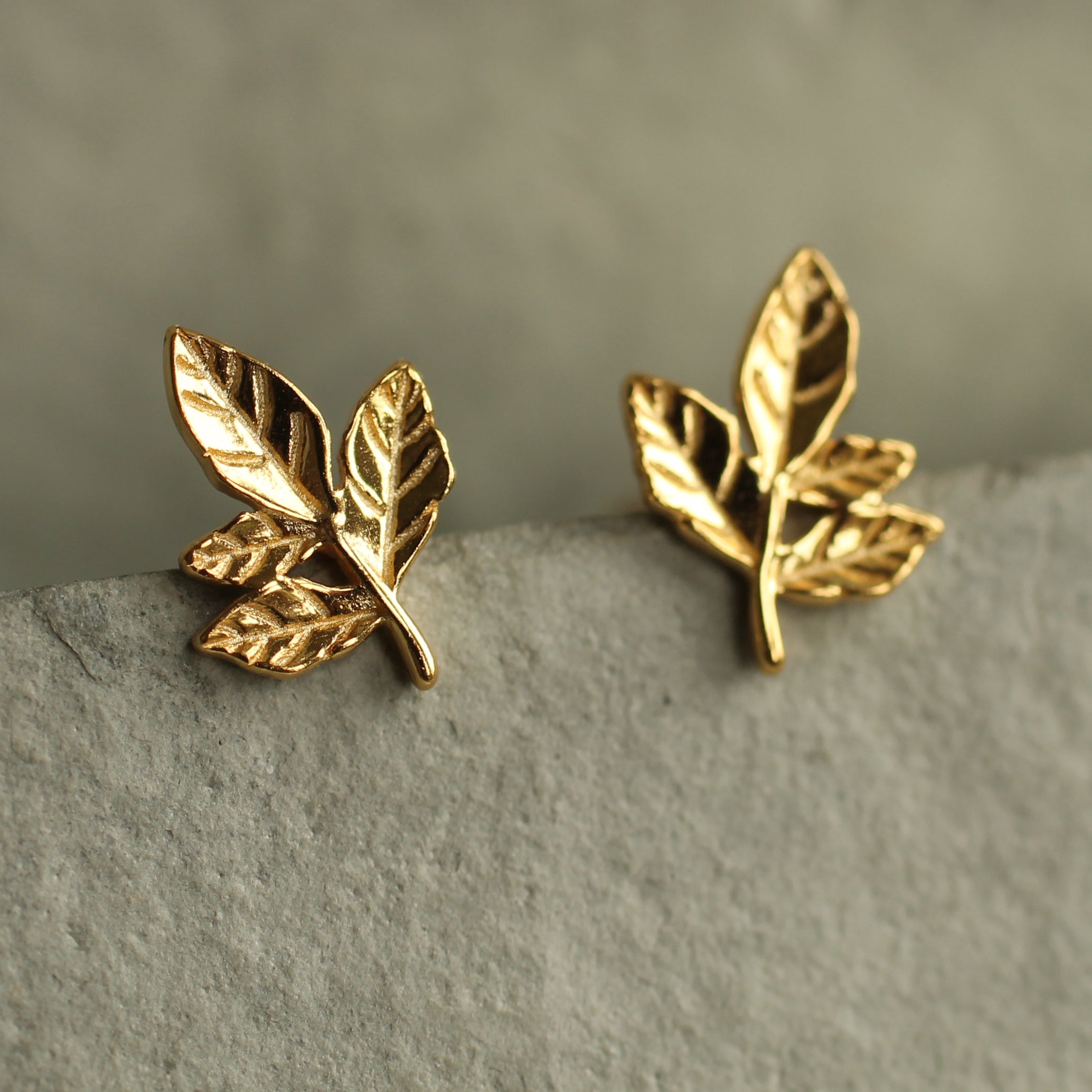 Rustic Leaf Stud Earrings