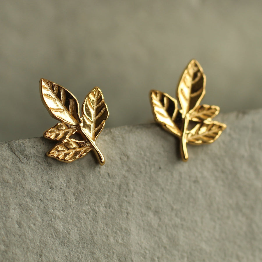 Rustic Leaf Stud Earrings
