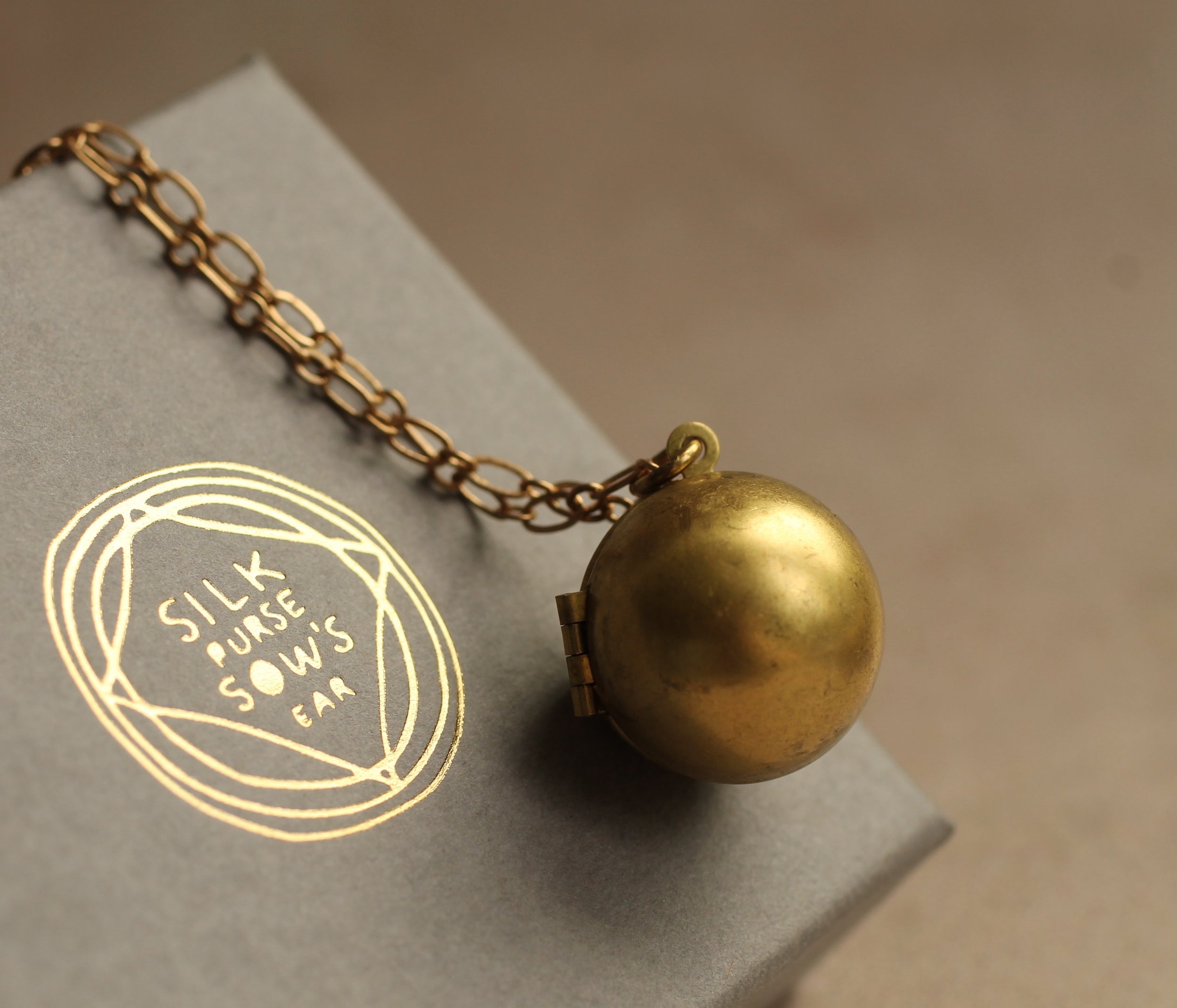 Gold Brass Sphere Locket