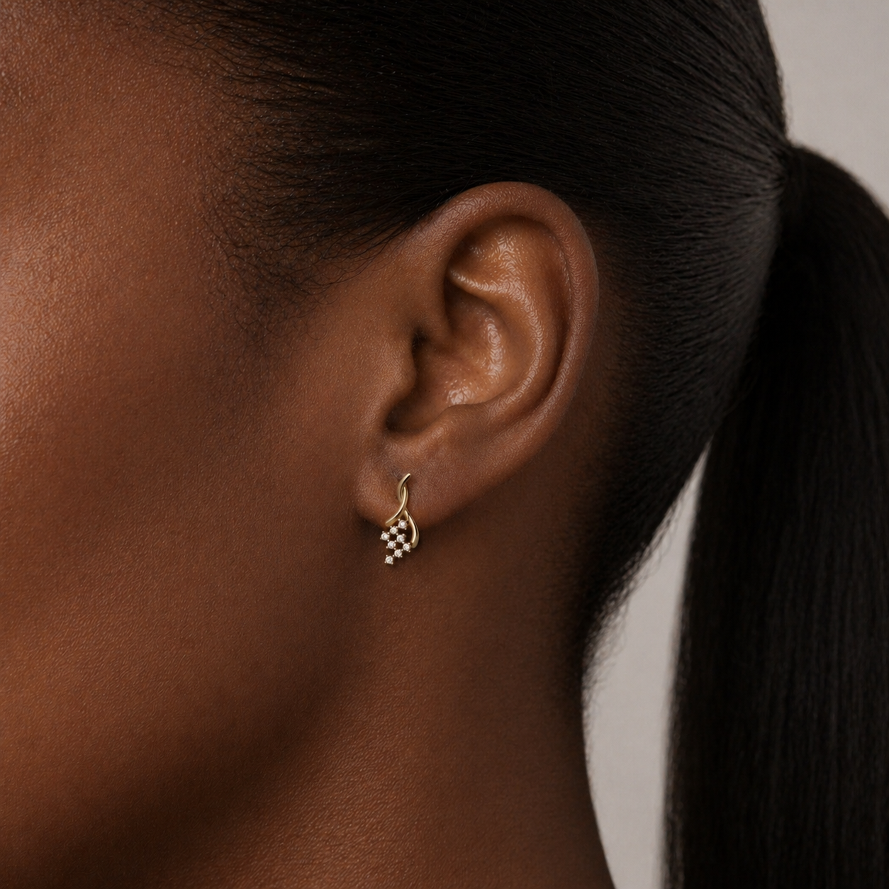 Vine Stud Earrings with Crystal