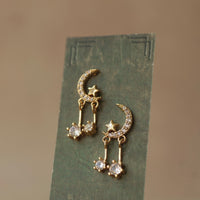 Hanging Moon Stud Earrings