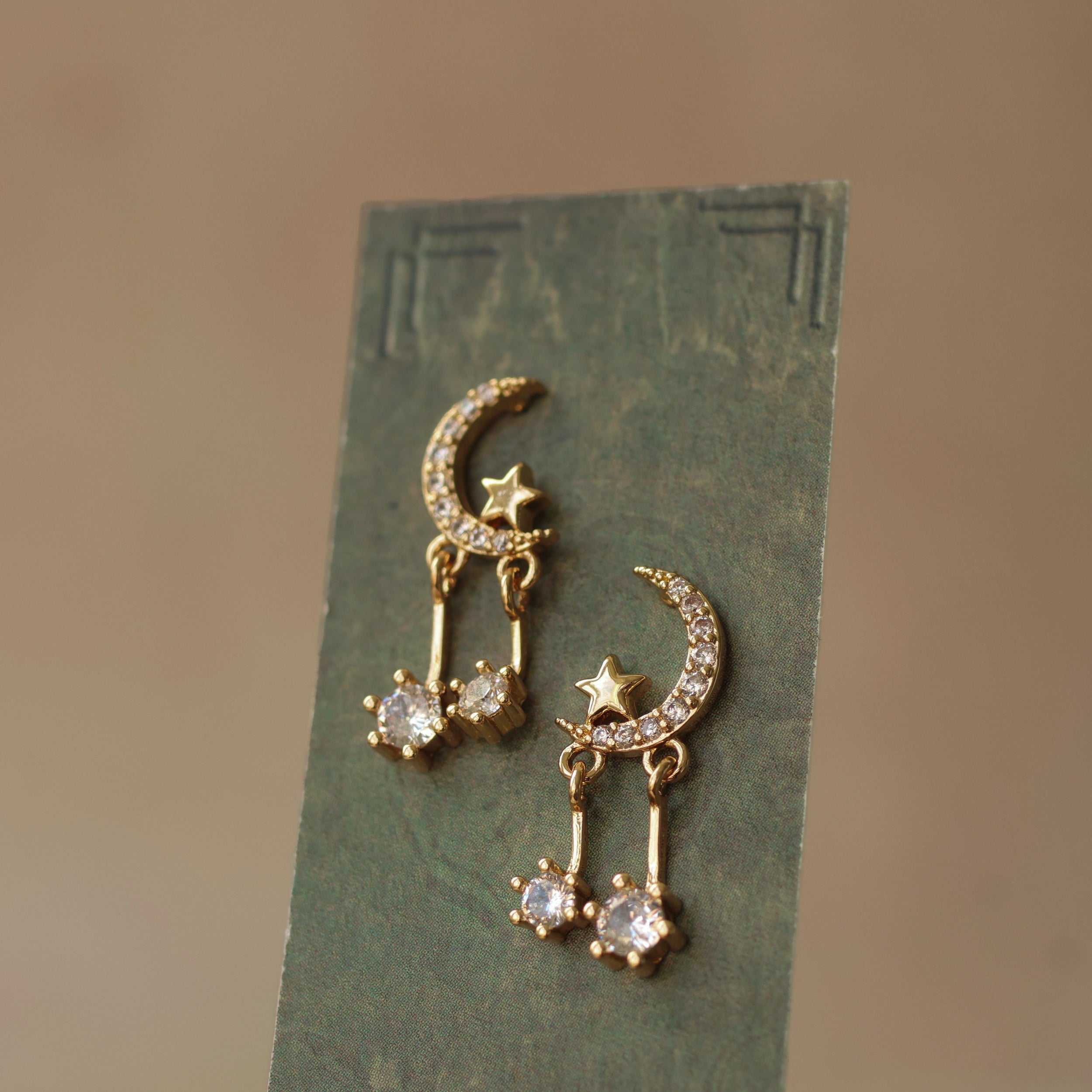 Hanging Moon Stud Earrings