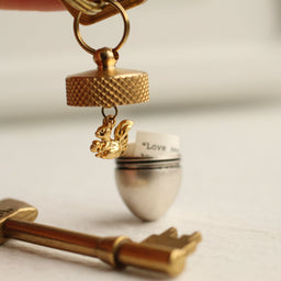 Acorn Squirrel Locket Keyring