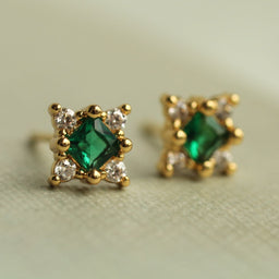 Emerald Star Stud Earrings