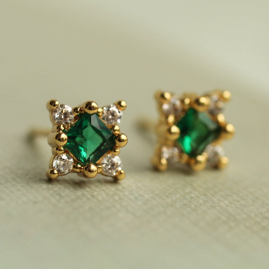 Emerald Star Stud Earrings