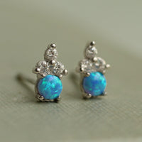 Blue Opal Stud Earrings