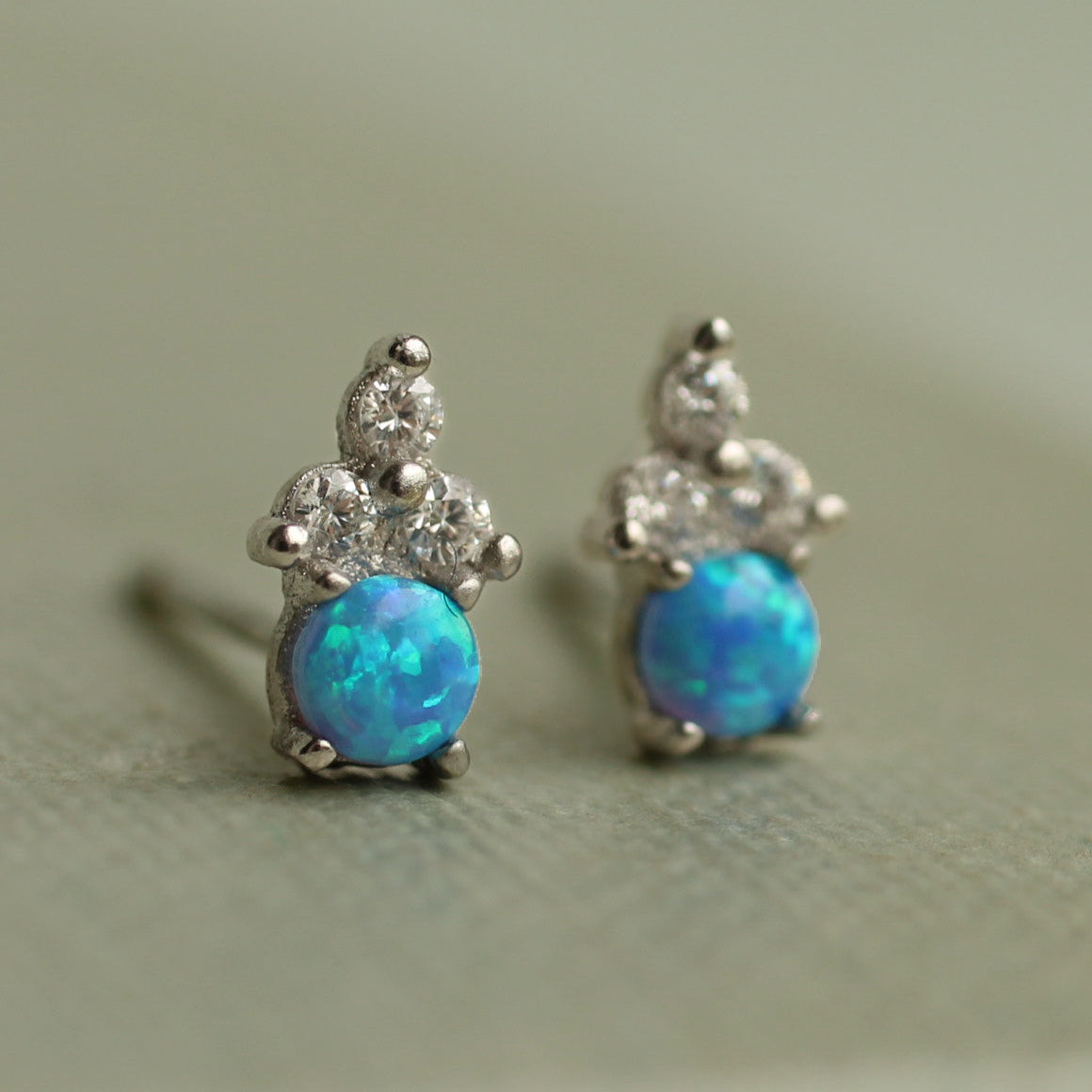 Blue Opal Stud Earrings