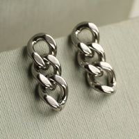 Silver Chain Stud Earrings
