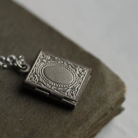 Silver Victorian Book Locket