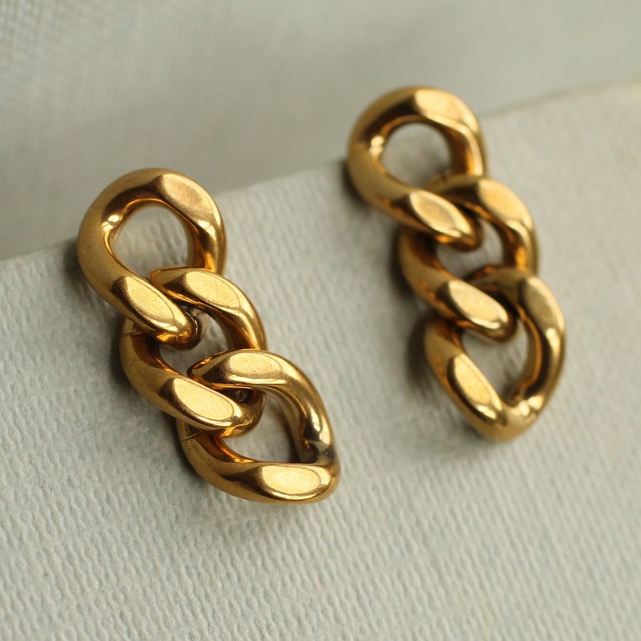 Gold Chain Stud Earrings