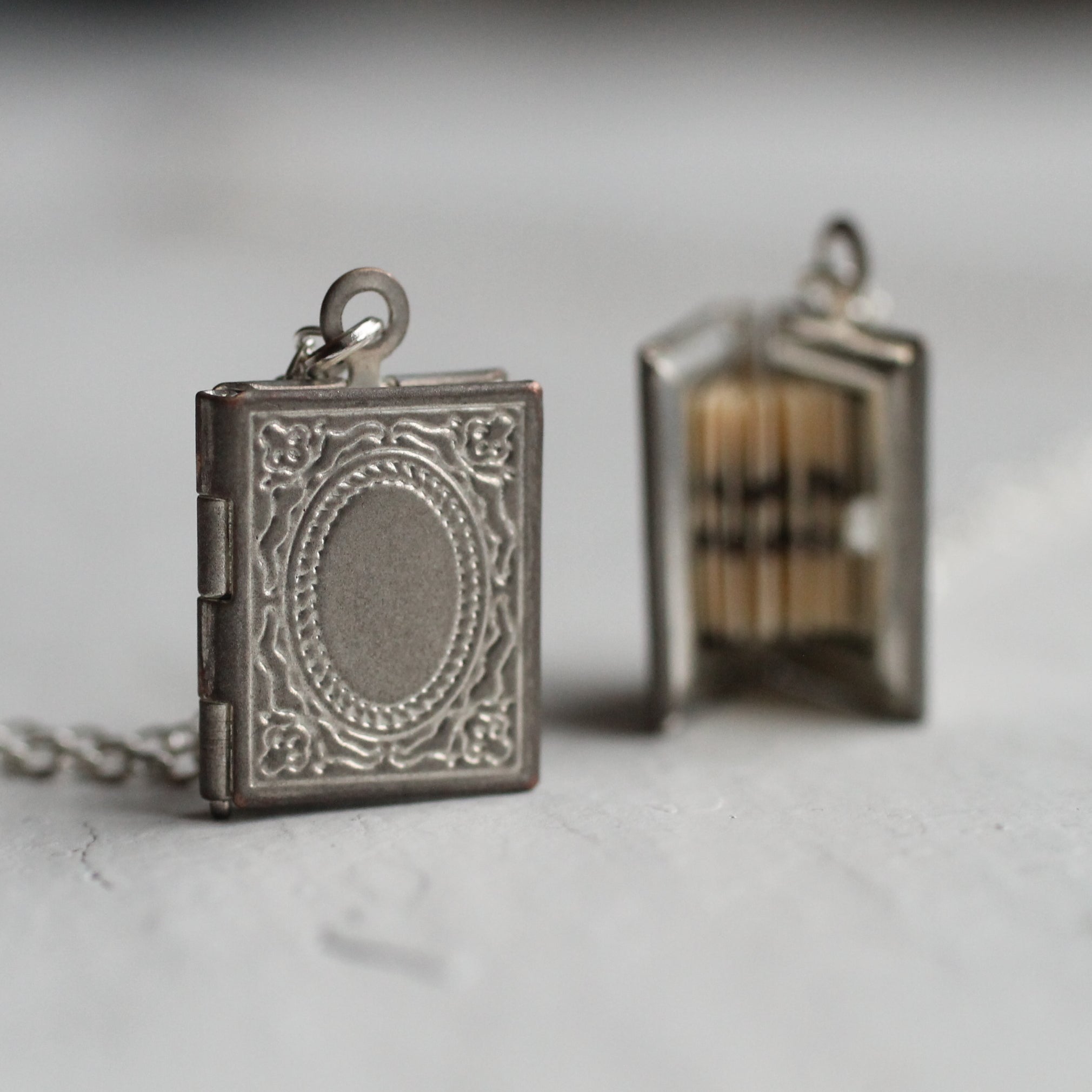 Silver Victorian Book Locket