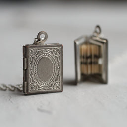 Silver Victorian Book Locket