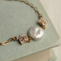 Art Deco Pearl Crystal Necklace