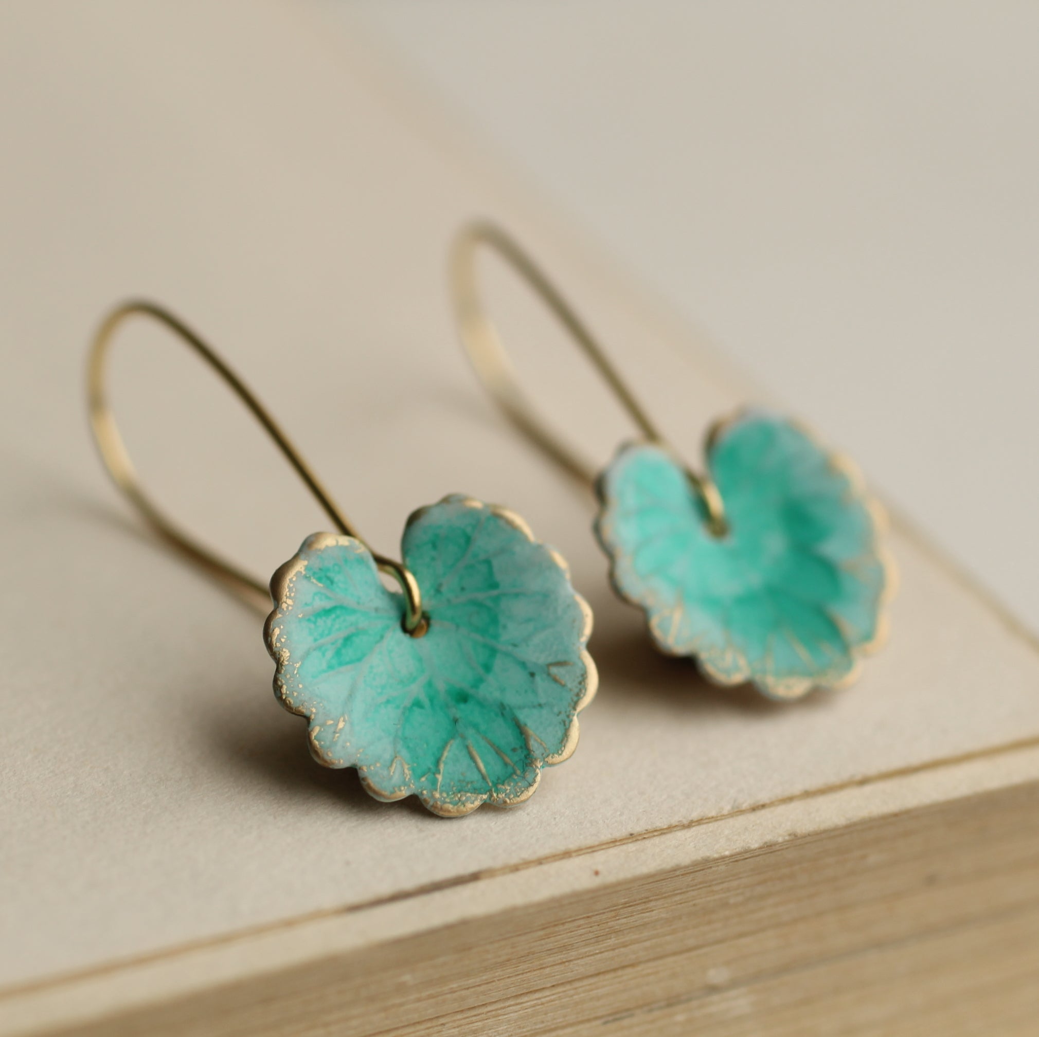Seafoam Leaf Earrings