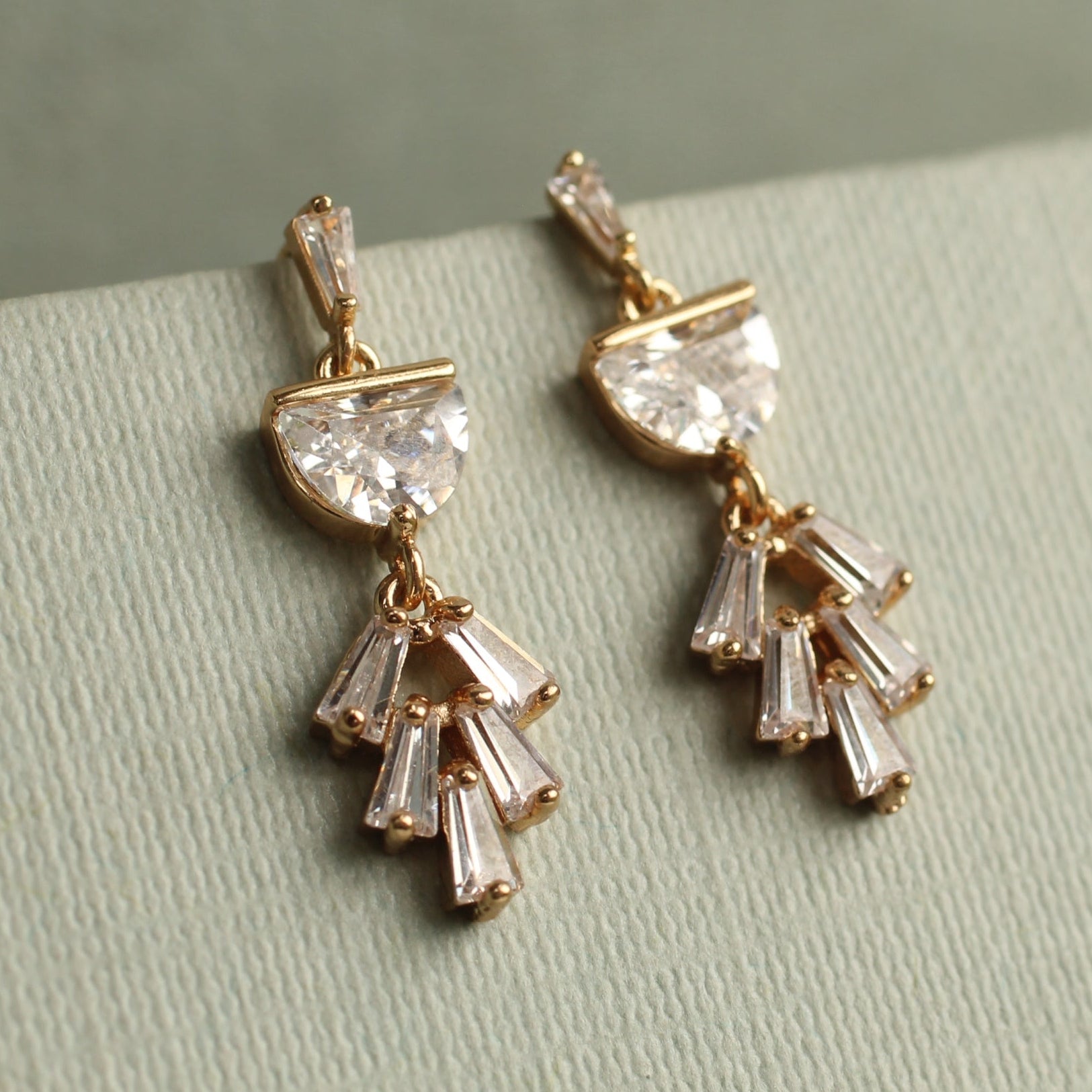 Art Deco Bridal Moon Drop Earrings