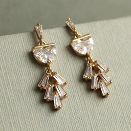 Art Deco Bridal Moon Drop Earrings