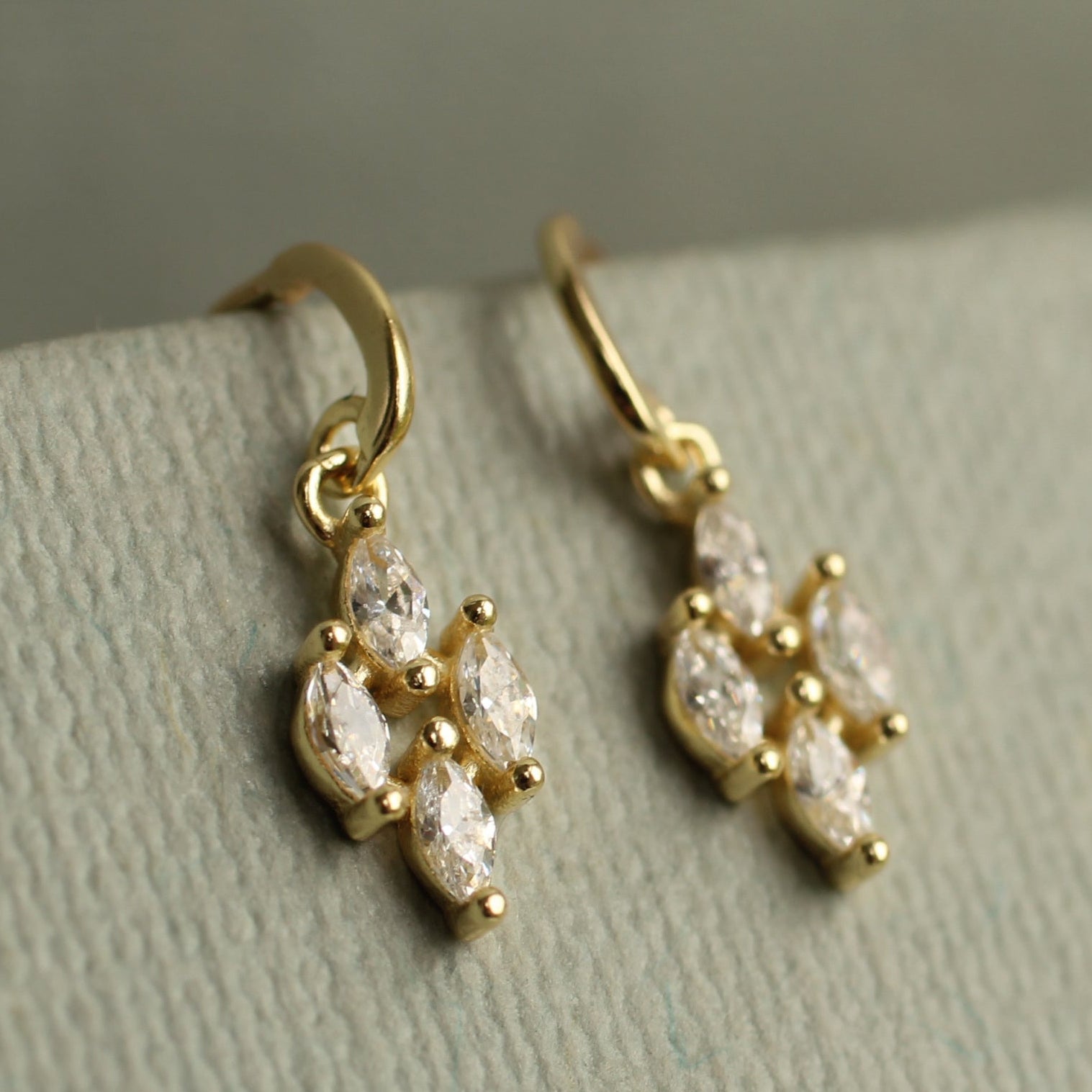 Marquise Crystal Gold Stud Earrings