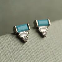 Art Deco Turquoise Pyramid Stud Earrings