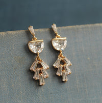 Art Deco Bridal Moon Drop Earrings