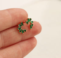 Emerald Pinwheel Stud Earrings