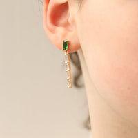 Emerald Baguette Crystal Drop Earrings