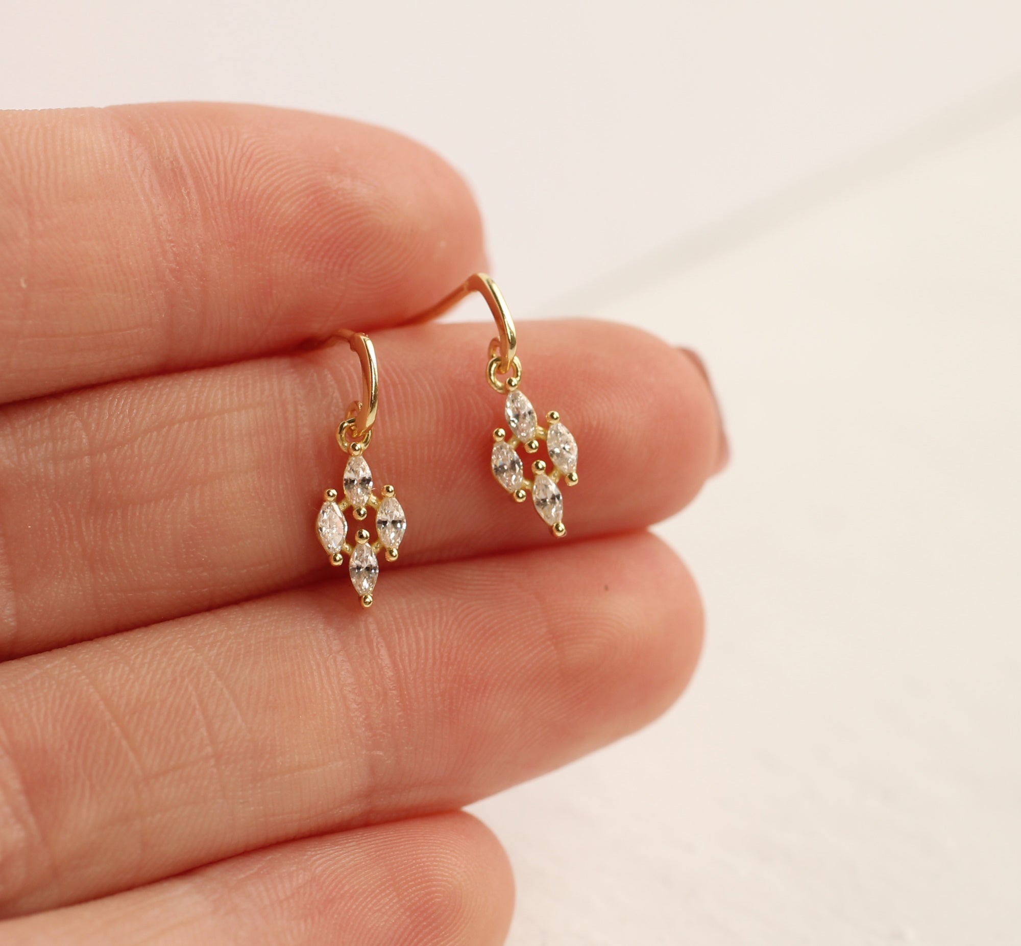 Marquise Crystal Gold Stud Earrings